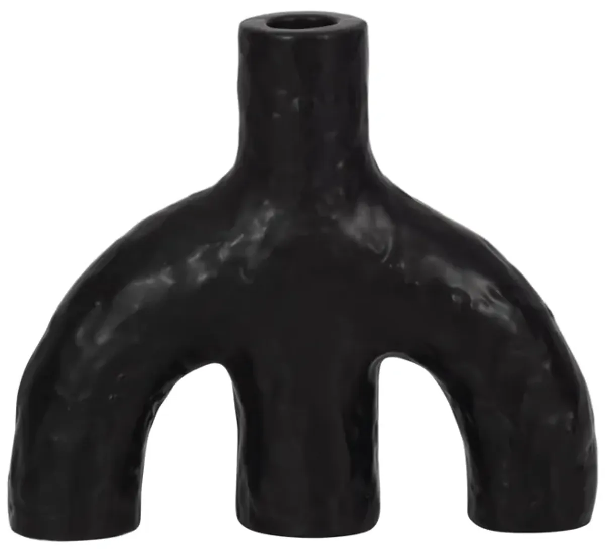 7" Volcano Texture Double Arched Taper Holder, Bla