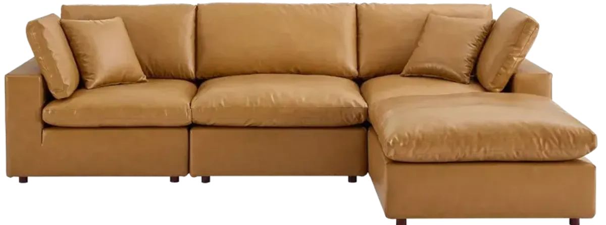 Commix Down Overstuffed Faux Leather 4-Piece Sectional 