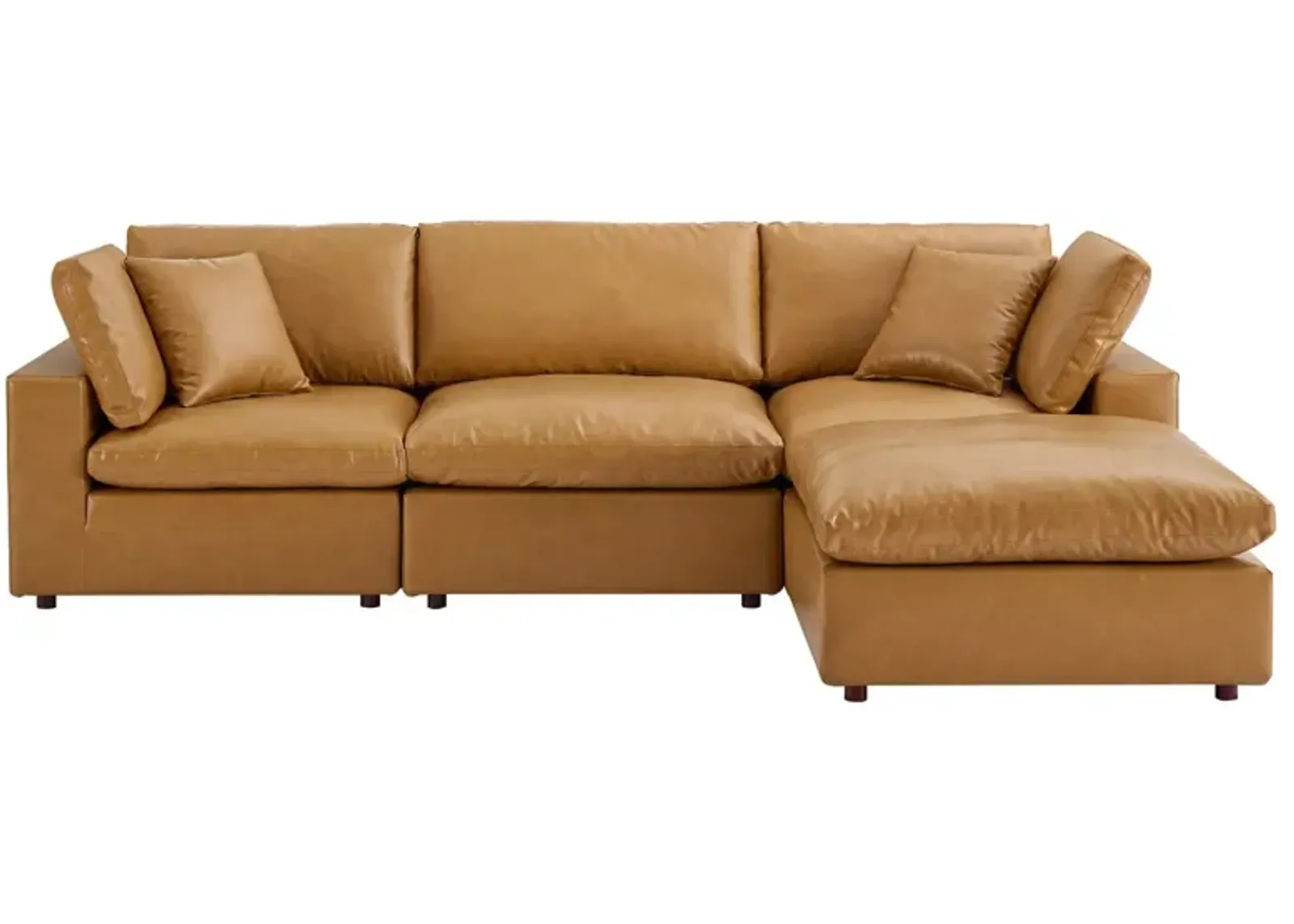 Commix Down Overstuffed Faux Leather 4-Piece Sectional 