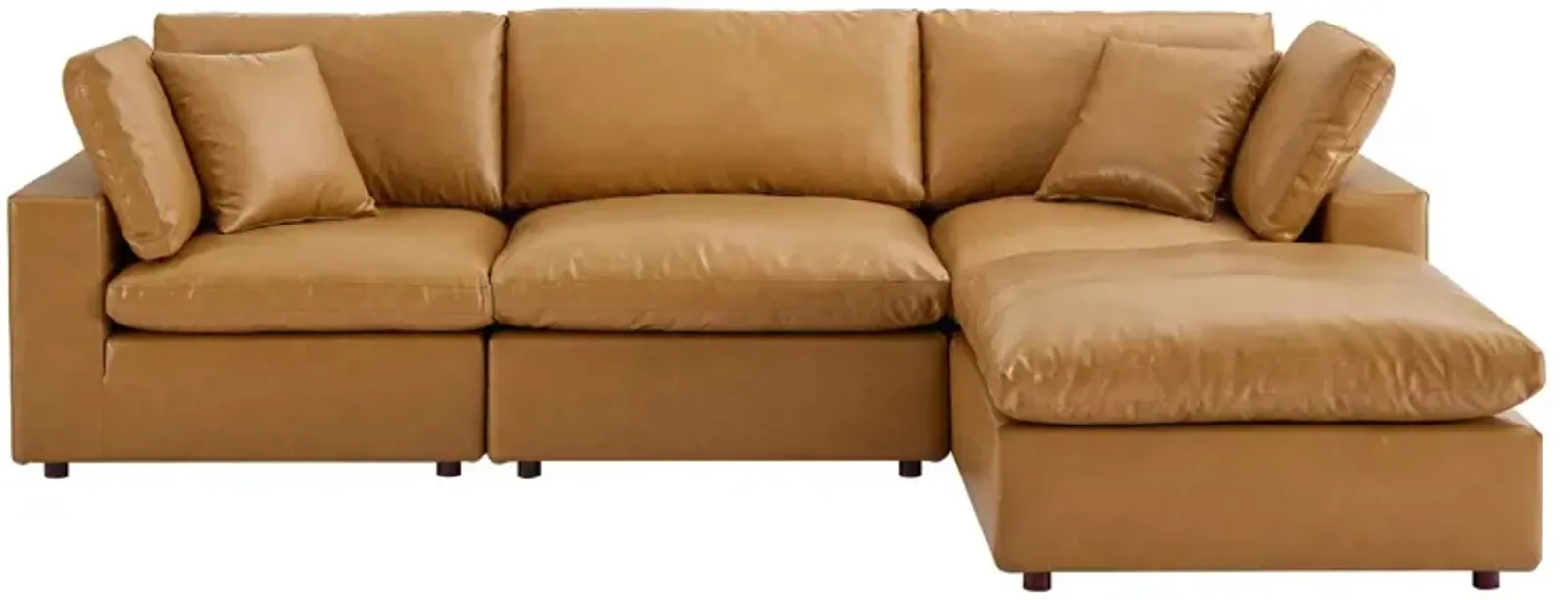 Commix Down Overstuffed Faux Leather 4-Piece Sectional 