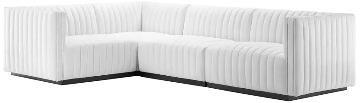 Conjure Channel Tufted Upholstered Fabric 4-Piece L-Shaped Sectional