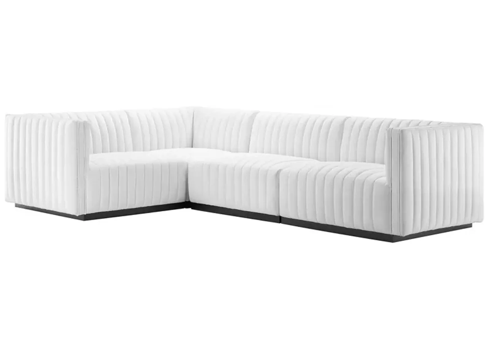 Conjure Channel Tufted Upholstered Fabric 4-Piece L-Shaped Sectional