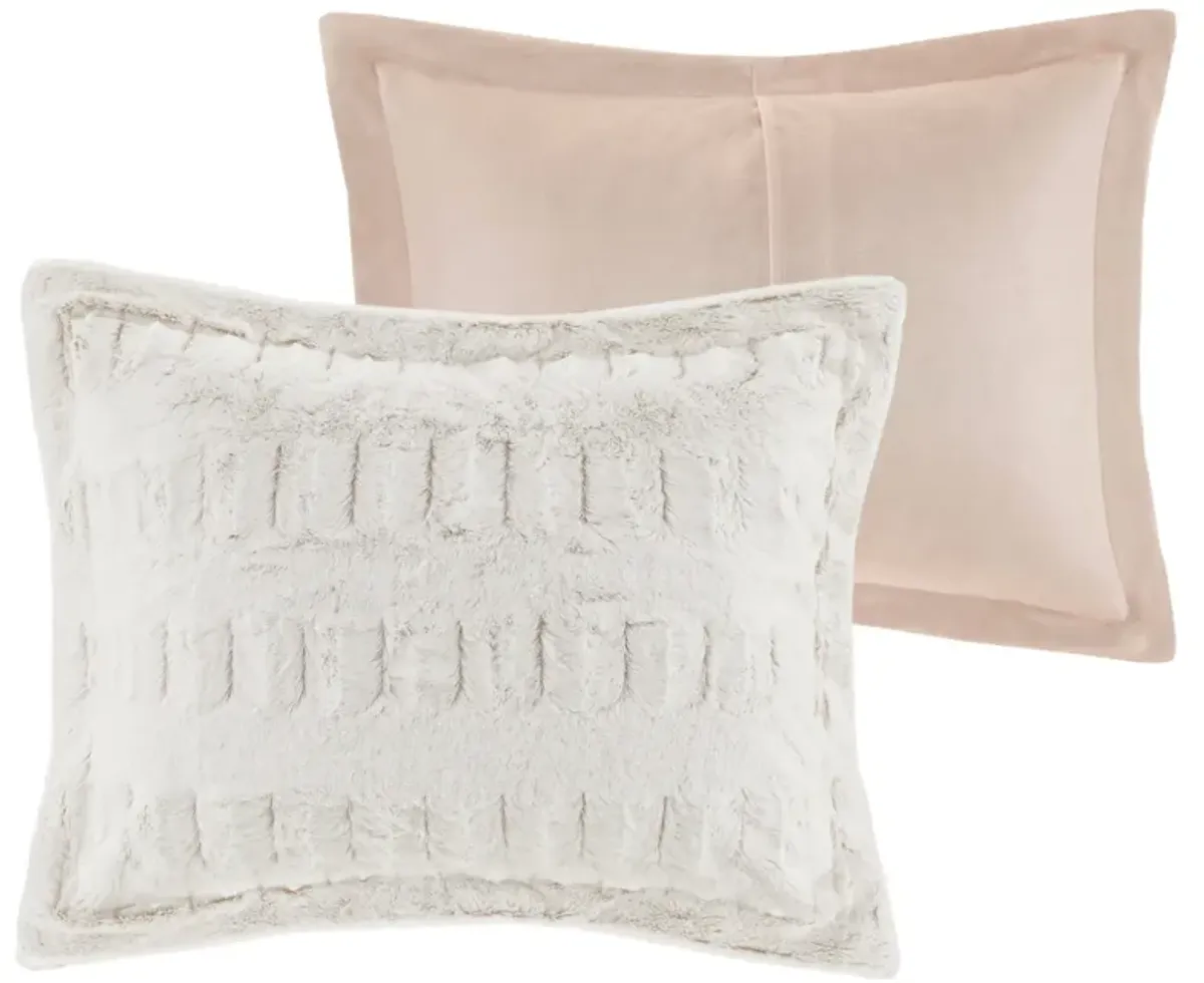 Madison Park Gia Blush Back Print Long Fur Comforter Mini Set