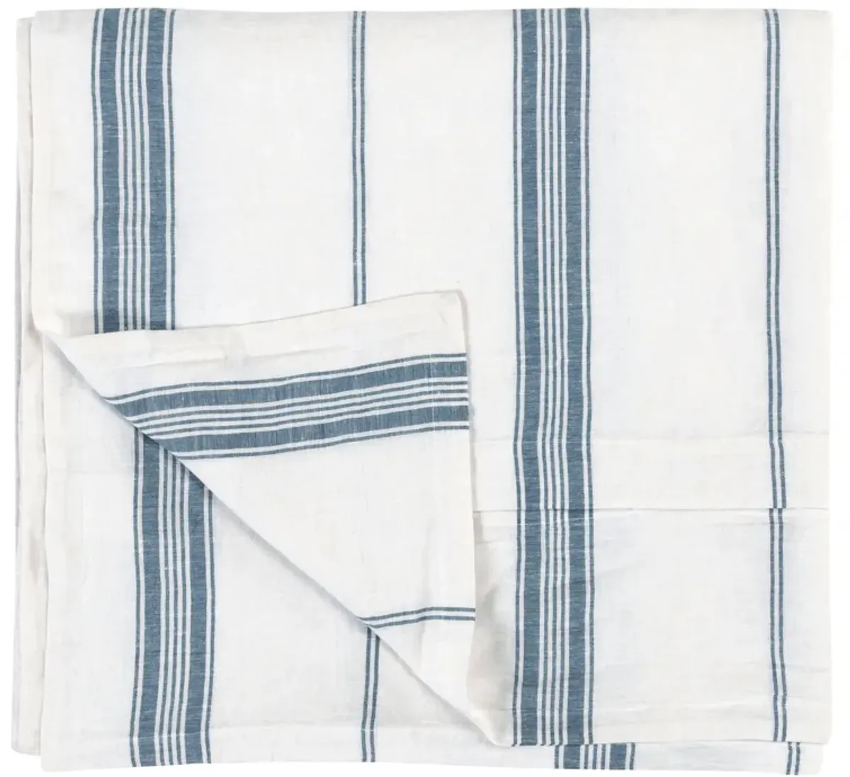 Brooke Blue Stripe Linen Cashmere Queen Duvet Cover