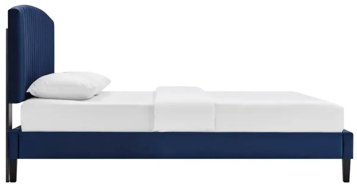 Alessi Performance Velvet Queen Platform Bed