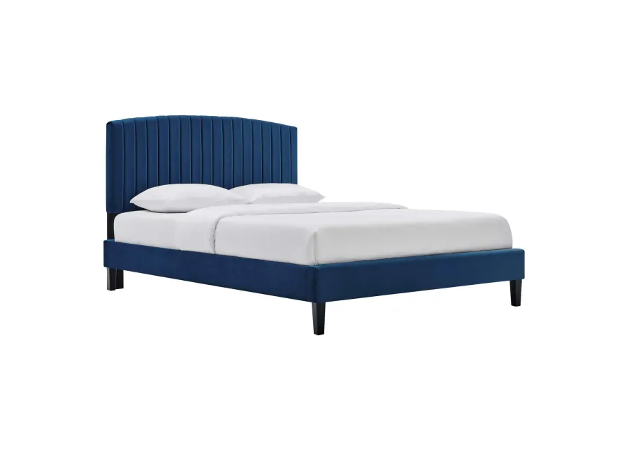 Alessi Performance Velvet Queen Platform Bed