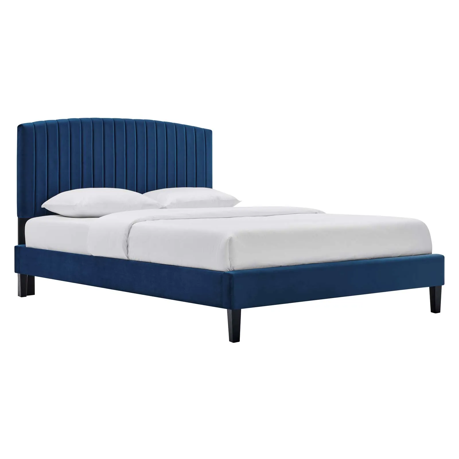 Alessi Performance Velvet Queen Platform Bed