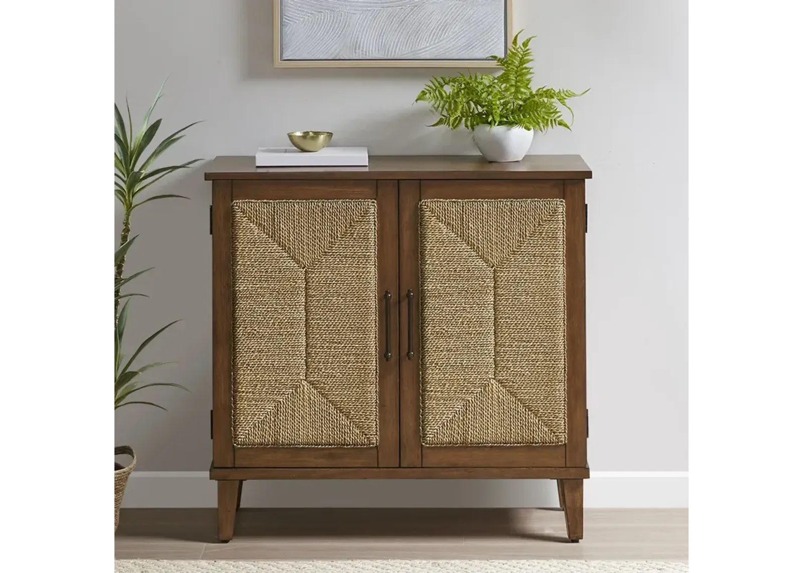 INK+IVY Seagate Natural Handcrafted Seagrass 2-Door Accent chest