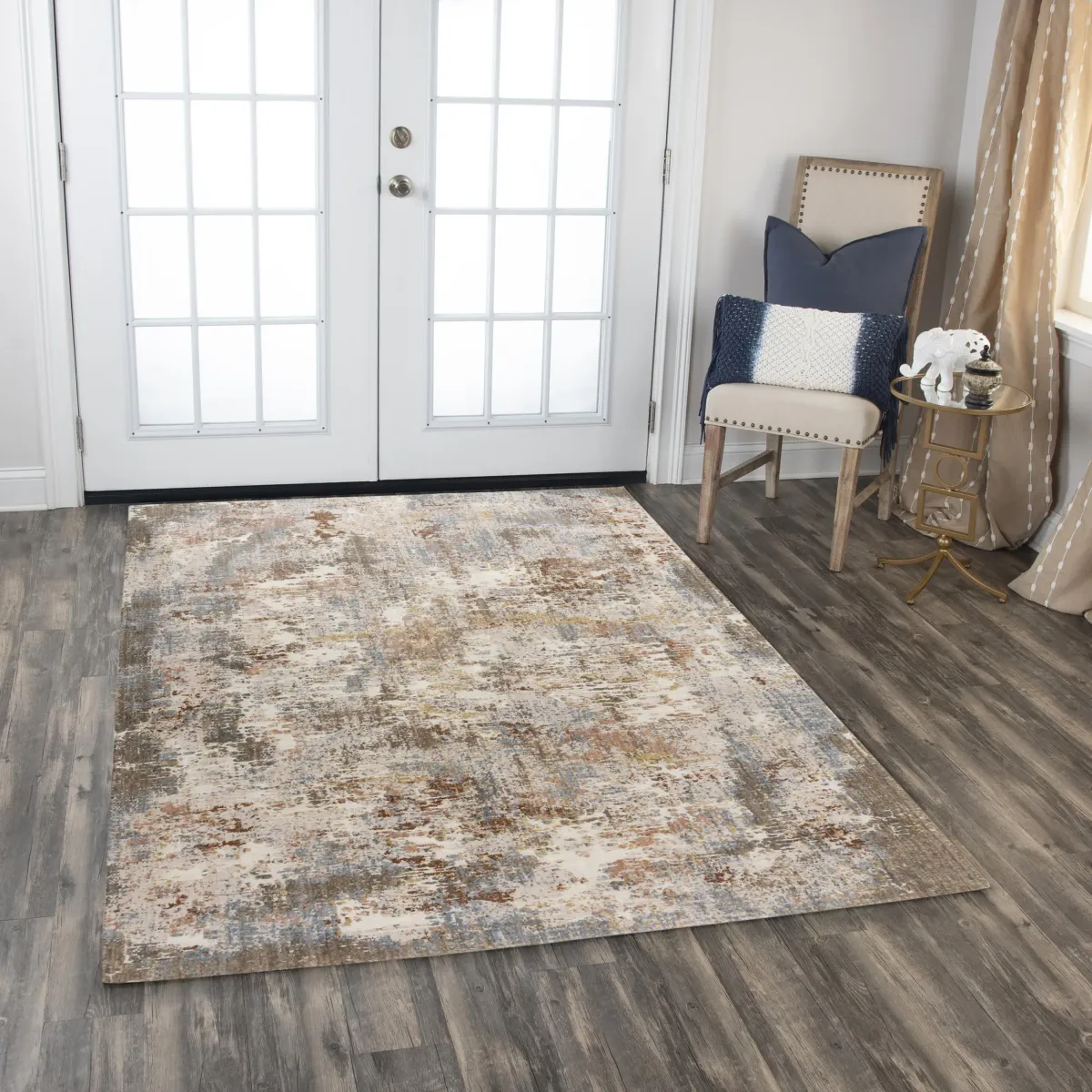 Logan Beige/Multi Abstract Recycled Polyester 5'2" x 7'9" Rectangle Rug