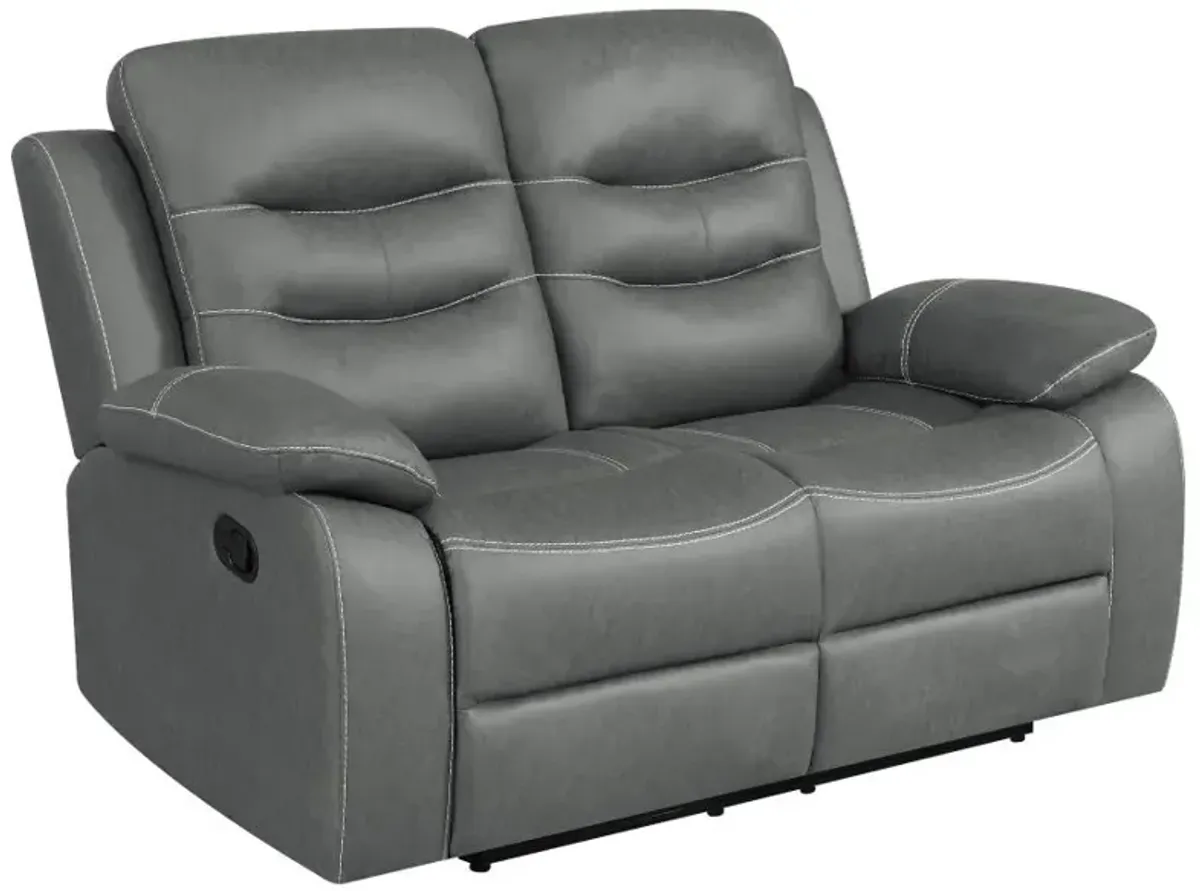 Nova 2-piece Upholstered Motion Reclining Sofa Set Dark Grey