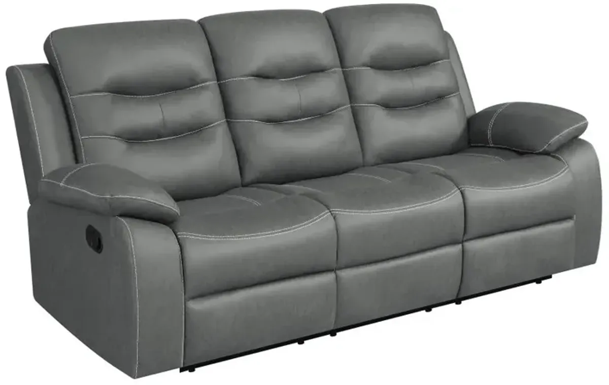 Nova 2-piece Upholstered Motion Reclining Sofa Set Dark Grey