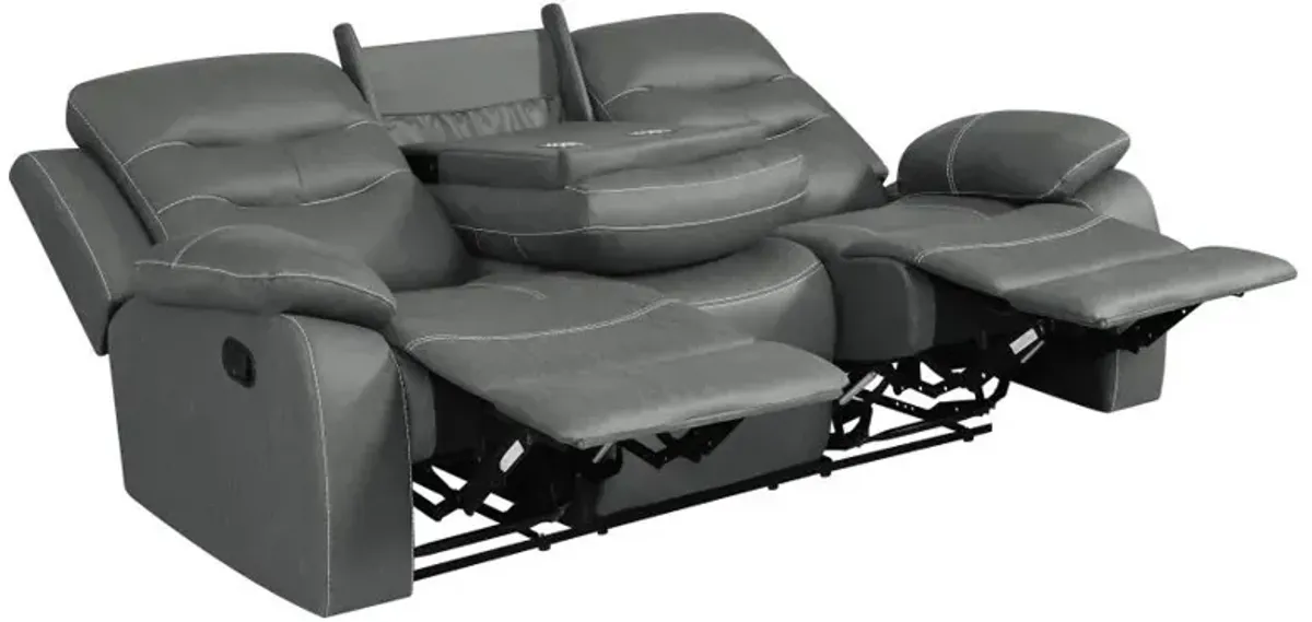 Nova 2-piece Upholstered Motion Reclining Sofa Set Dark Grey