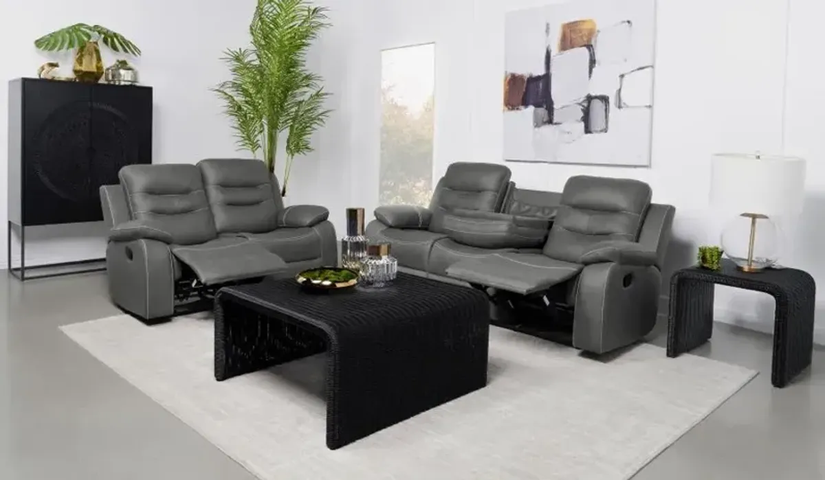 Nova 2-piece Upholstered Motion Reclining Sofa Set Dark Grey