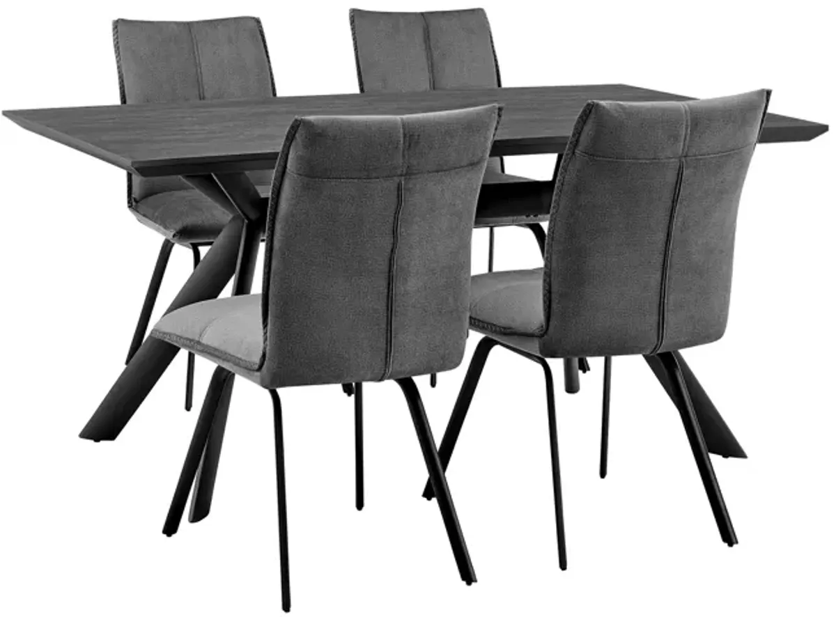 Margot and Charcoal Rylee 5 Piece Modern Rectangular Dining Set