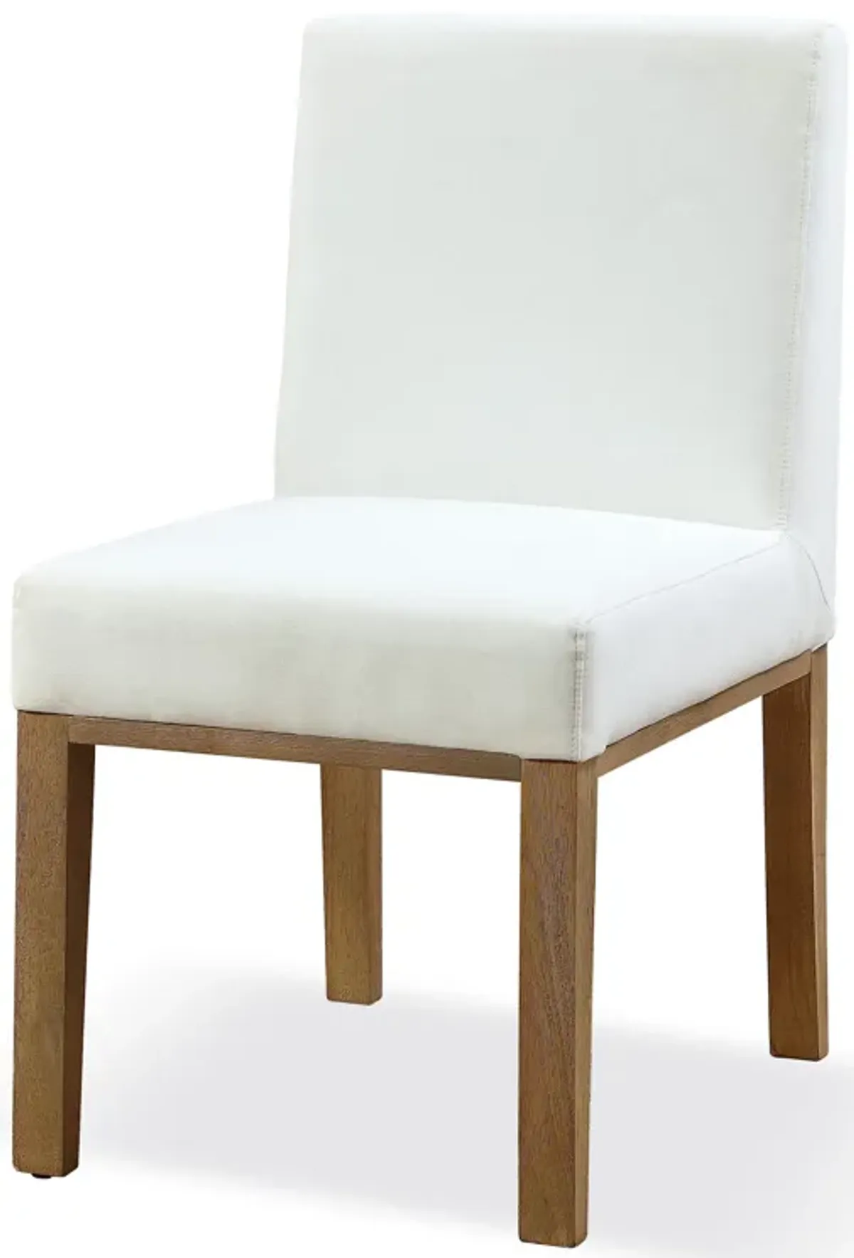 One Modern Coastal Upholstered Dining Side Chair in White Pearl and Bisque - Set of 2