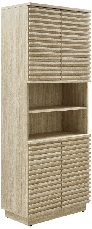 Render Tall Faux Travertine Linen Storage Cabinet by Modway