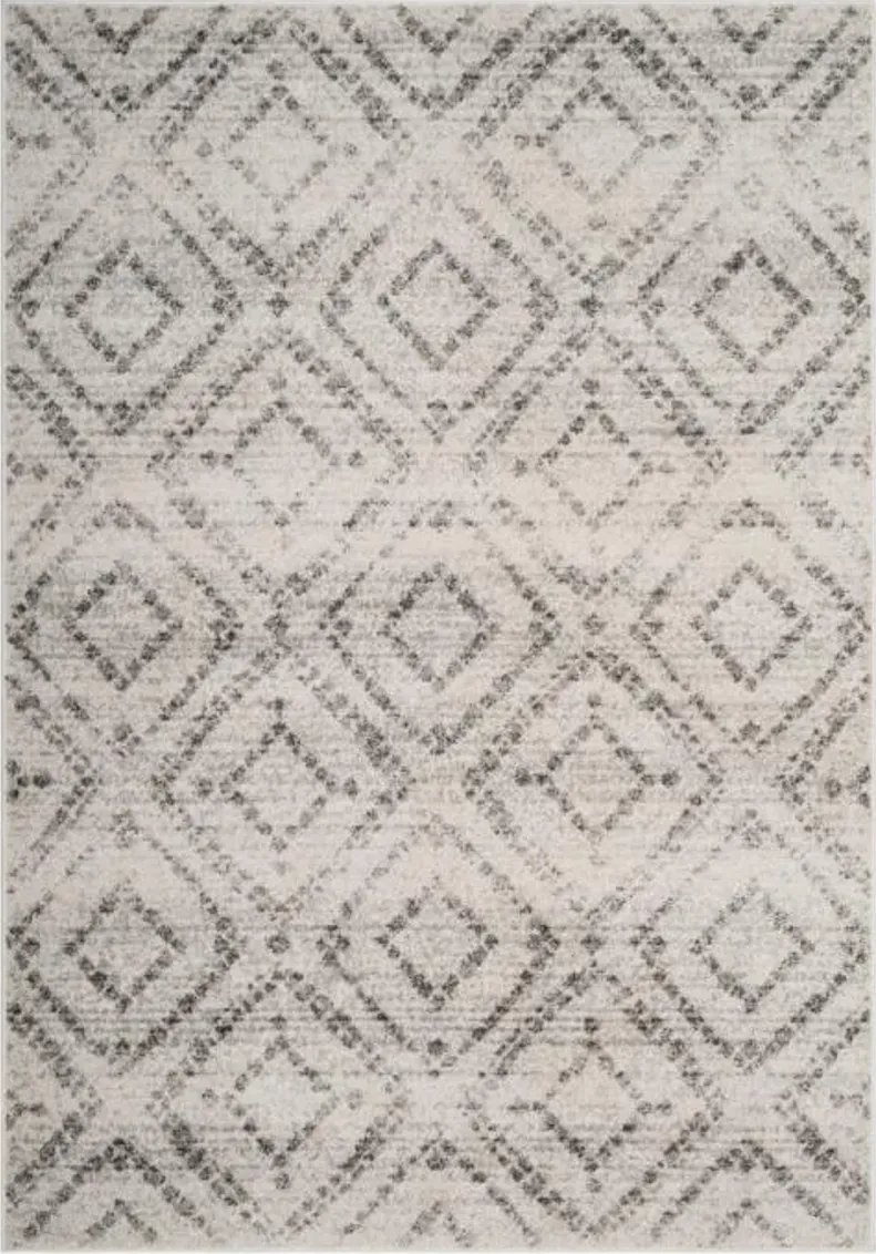 Adirondack Contemporary Light Grey / Grey 5' X 5' Square Powerloomed Rug