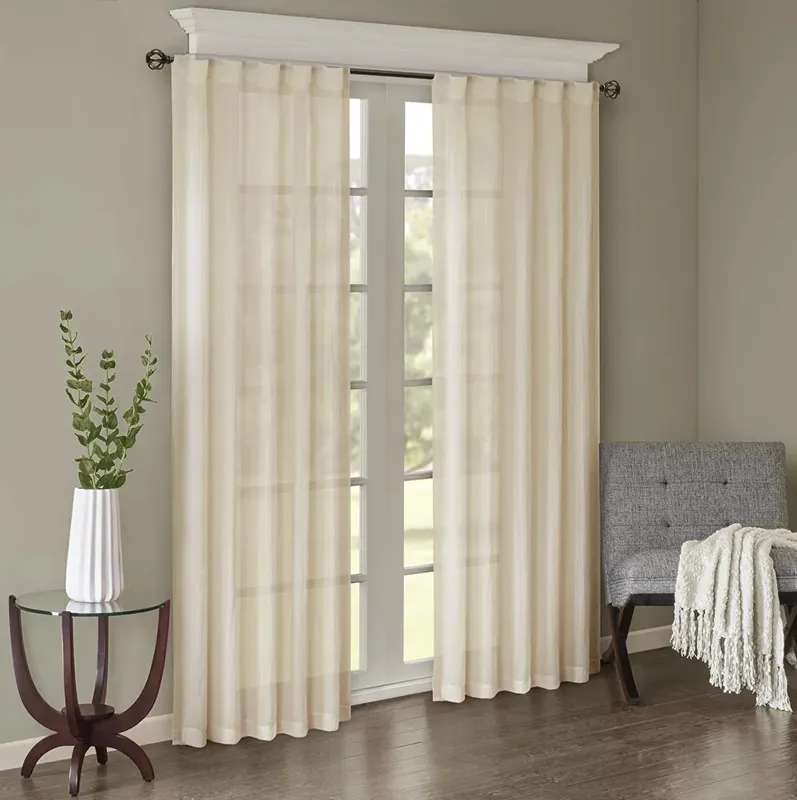 Madison Park Harper Cream Solid Crushed Curtain Panel Pair