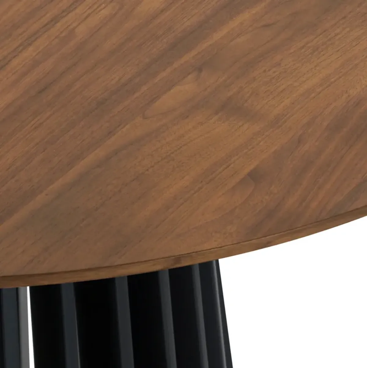 Pasadena 47" Wood Round Dining Table with Walnut Finish and Black Base