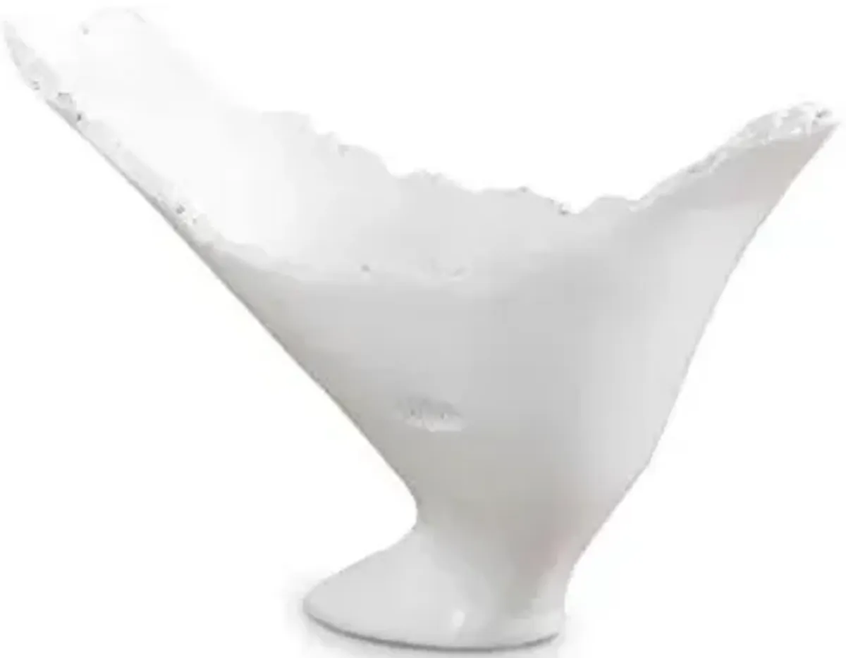 burled vase, glossy white