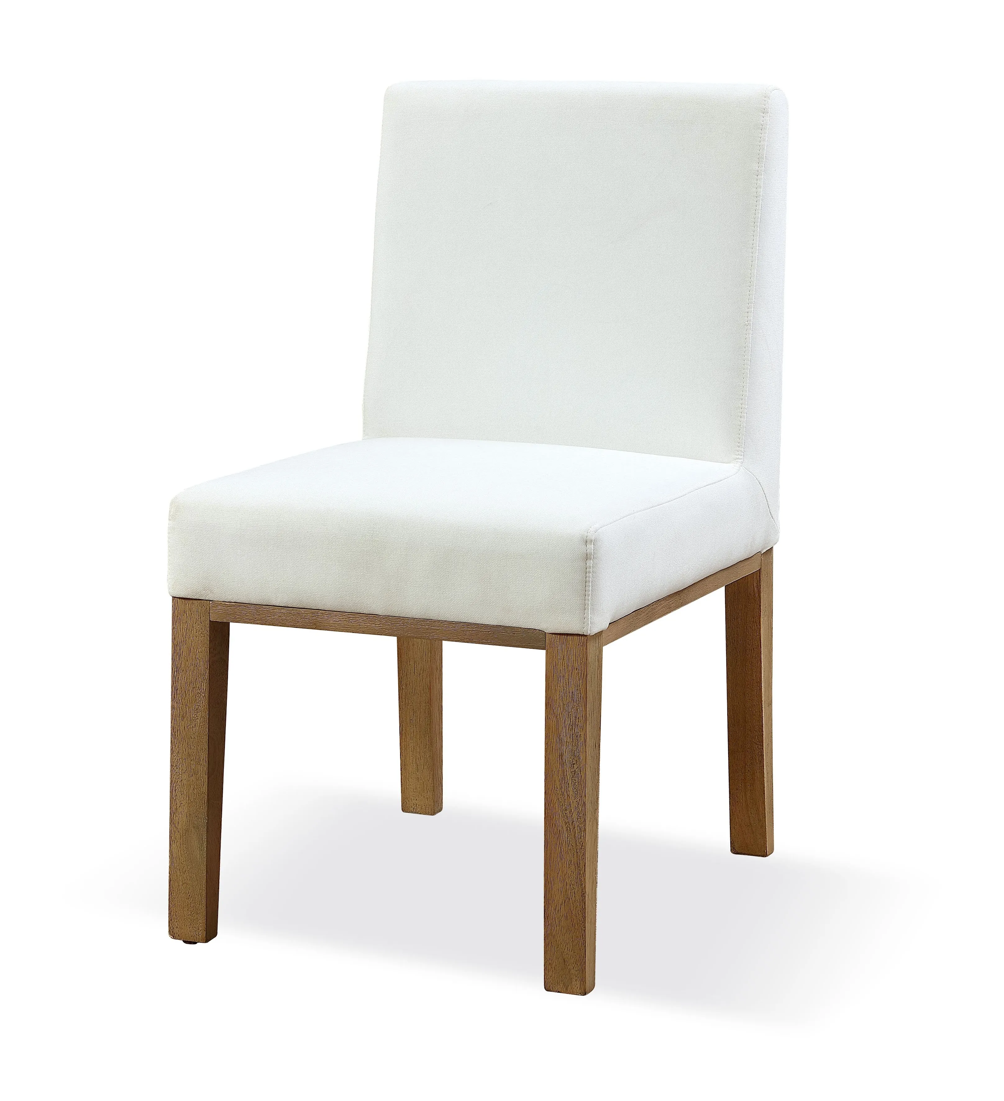 One Modern Coastal Upholstered Dining Side Chair in White Pearl and Bisque