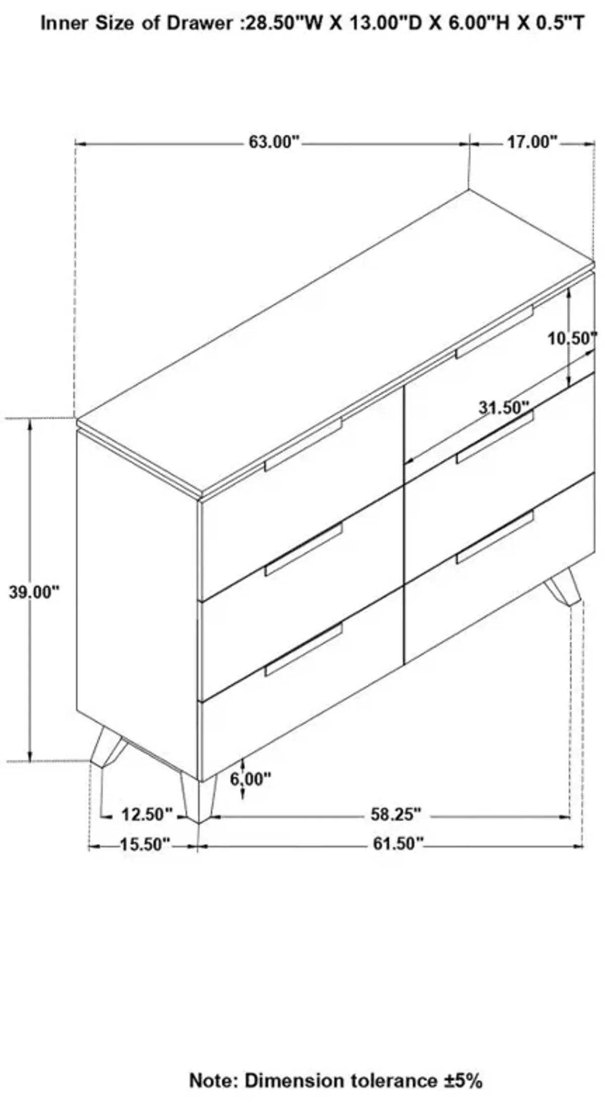 Nathan 6-drawer Dresser White Marble and Grey