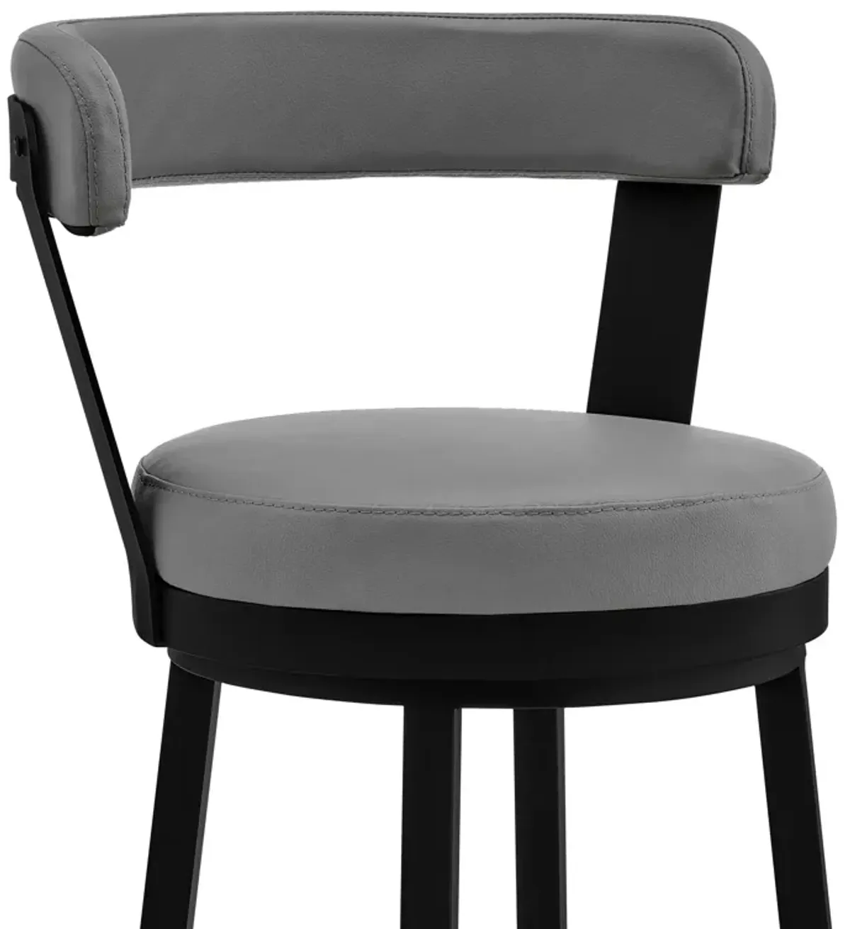 Bryant 30" Bar Height Swivel Bar Stool in Black Finish and Gray Faux Leather