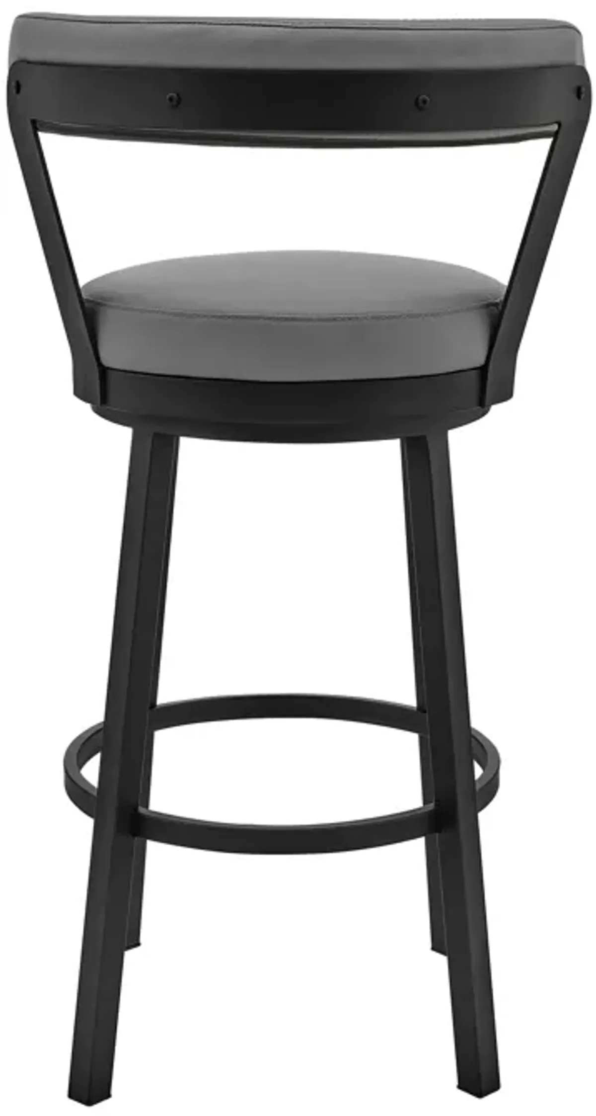 Bryant 30" Bar Height Swivel Bar Stool in Black Finish and Gray Faux Leather