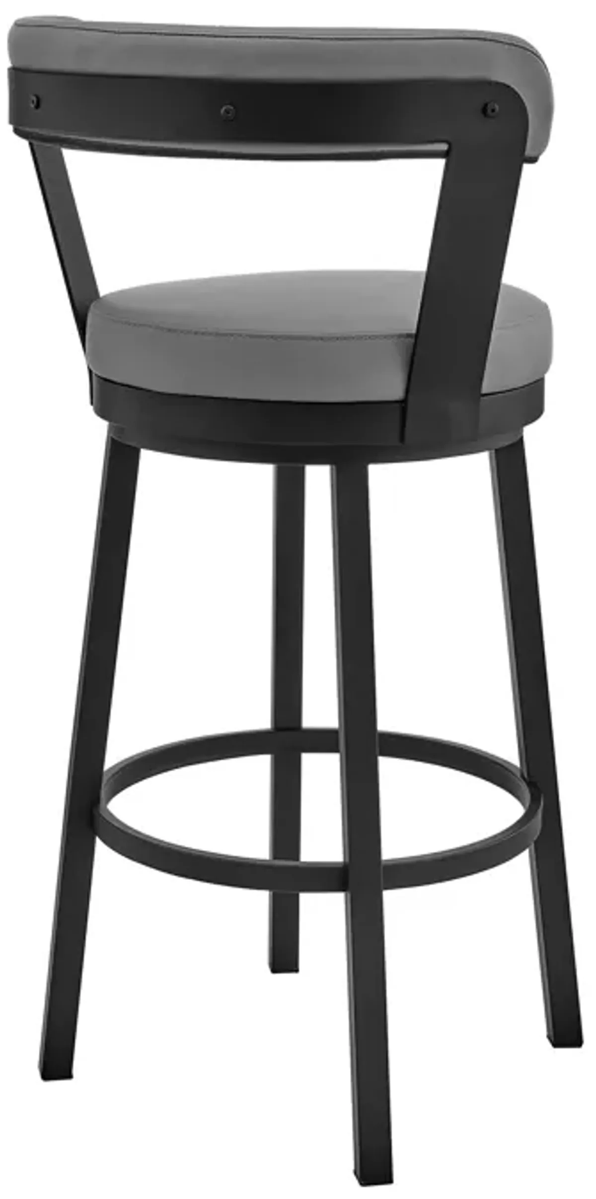 Bryant 30" Bar Height Swivel Bar Stool in Black Finish and Gray Faux Leather