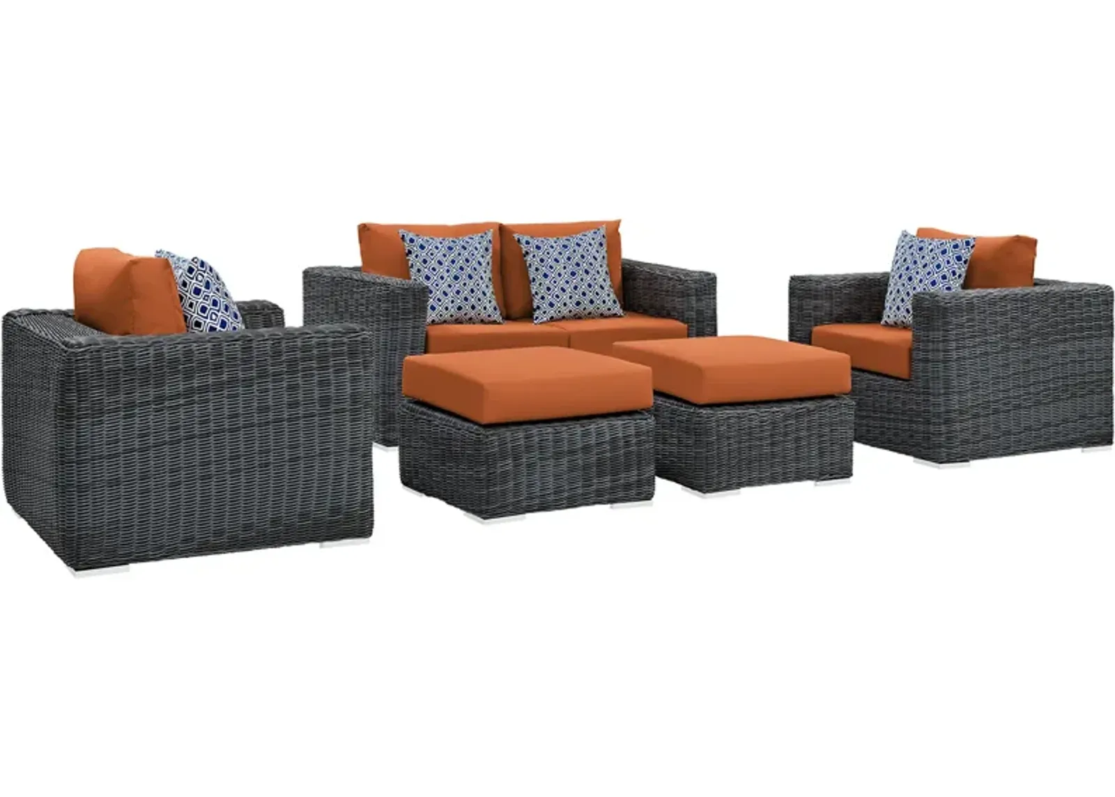 Summon 5 Piece Outdoor Patio Sunbrella® Sectional Set