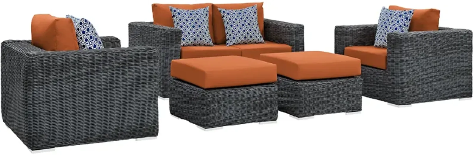 Summon 5 Piece Outdoor Patio Sunbrella® Sectional Set