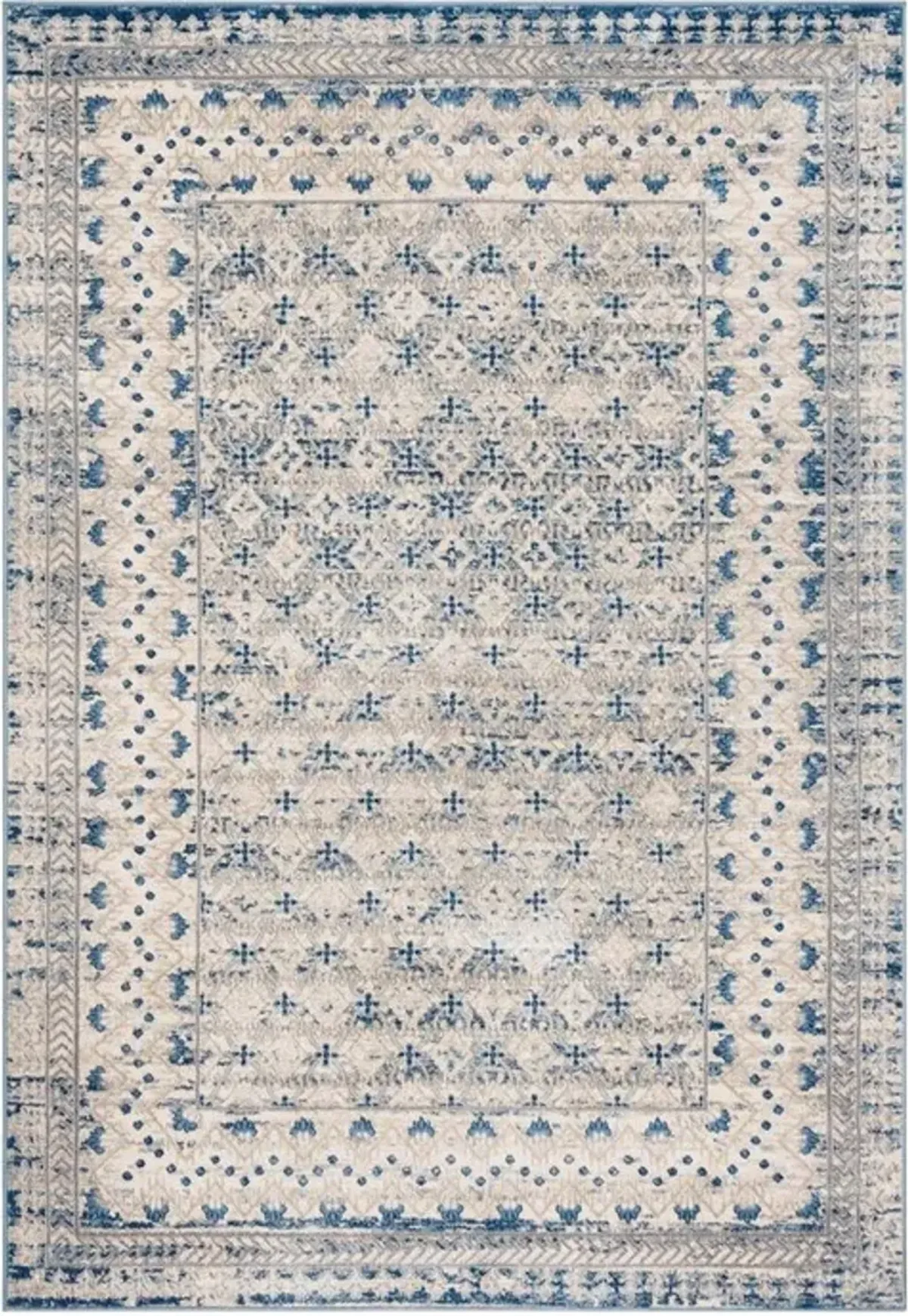 Brentwood 899 Light Grey / Blue 8' X 10' Large Rectangle Powerloomed Rug