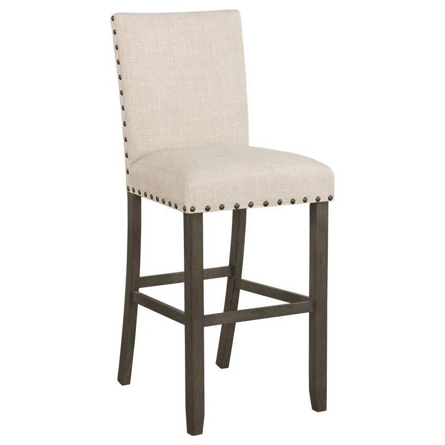 Ralland Upholstered Bar Stools with Nailhead Trim Beige (Set of 2)