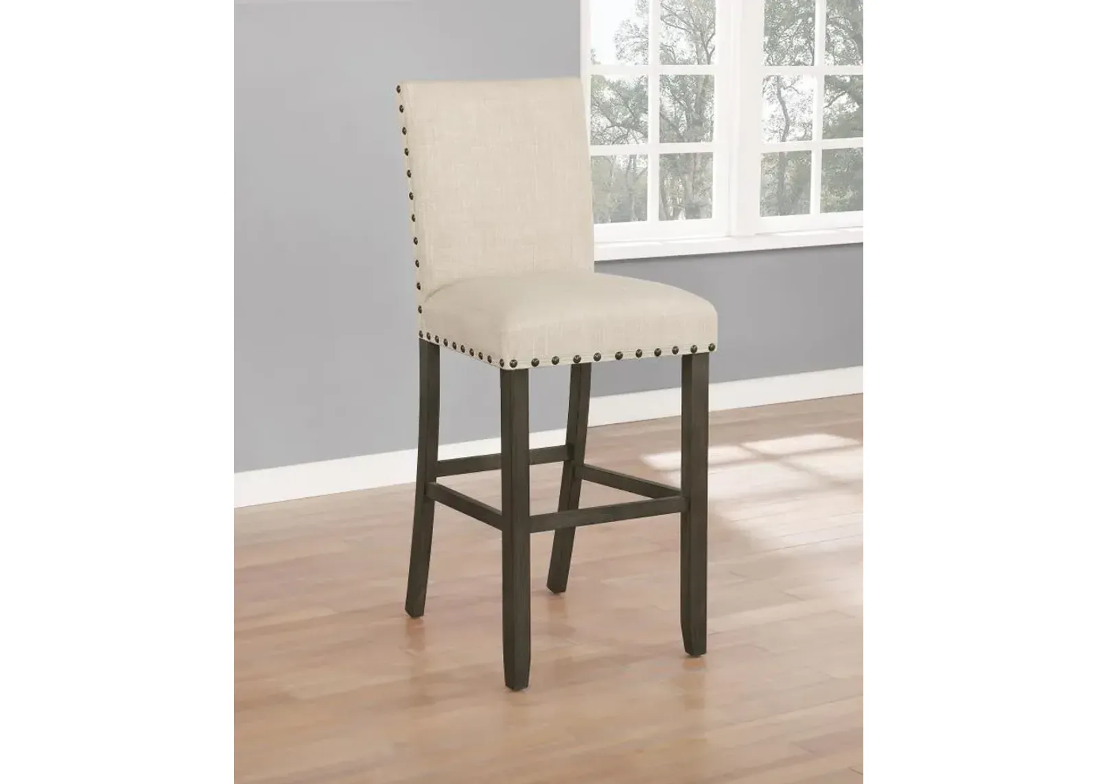 Ralland Upholstered Bar Stools with Nailhead Trim Beige (Set of 2)