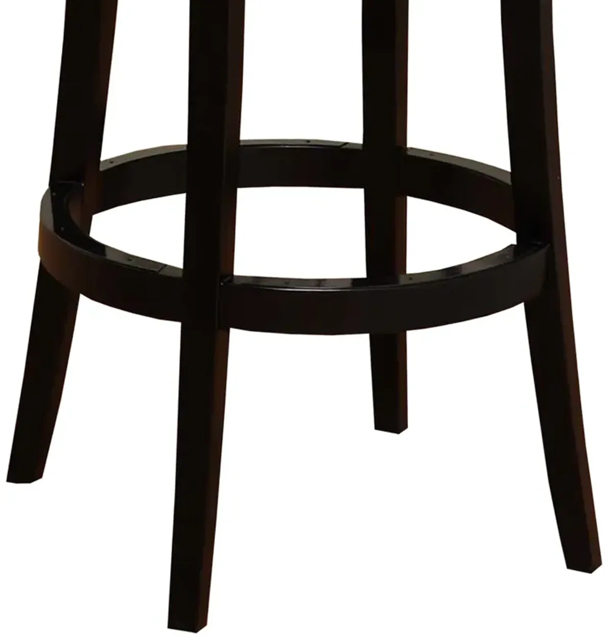 Boston 30" Bar Height Swivel Black Faux Leather and Black Wood Bar Stool