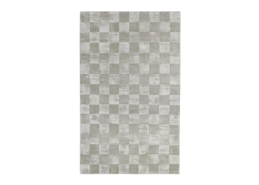 Berlin 5'x8' Indoor Soft Fabric Handwoven Checkered Dove Gray Accent Area Rug