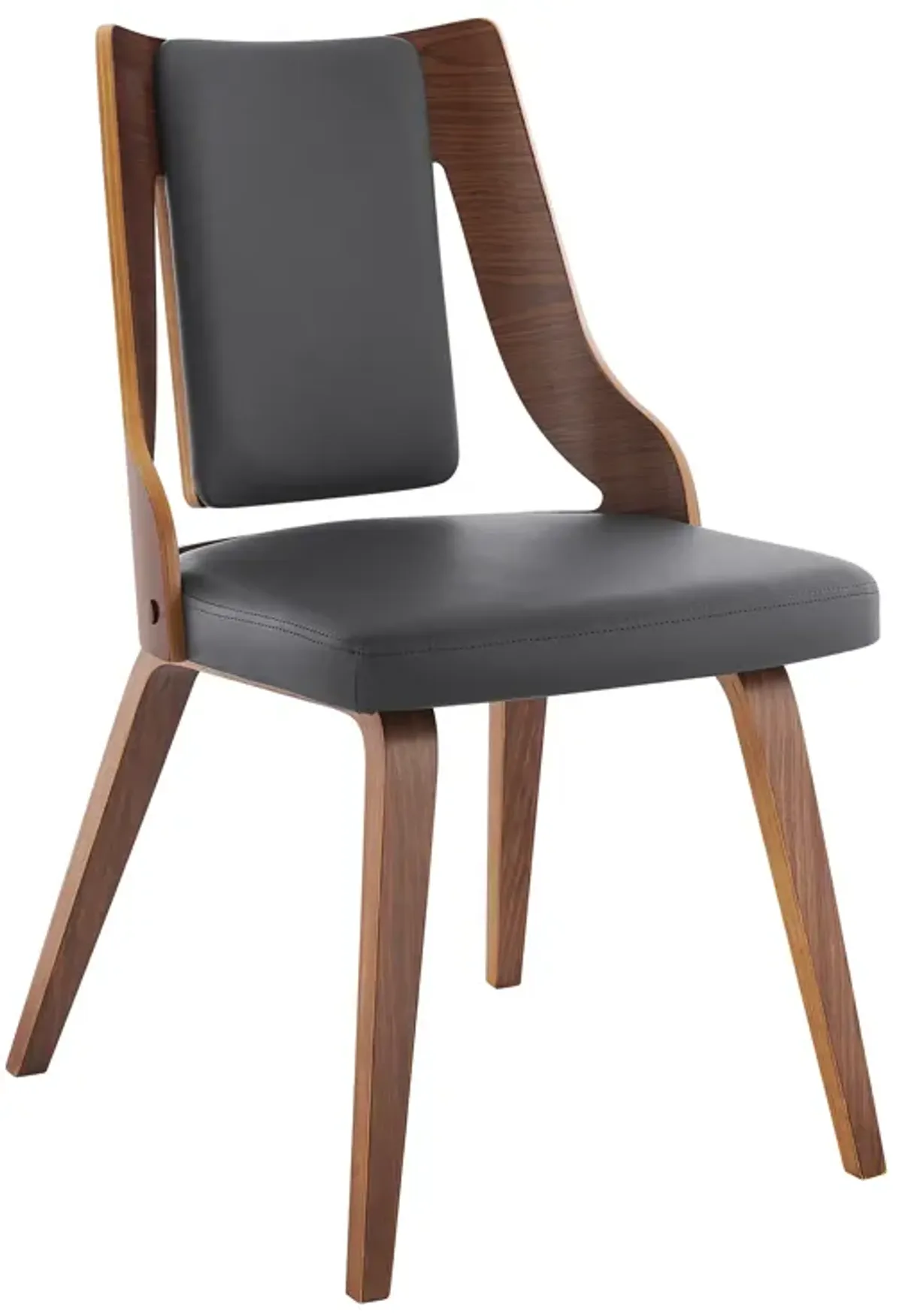 Aniston Gray Faux Leather and Walnut Wood Dining Chairs - Set of 2