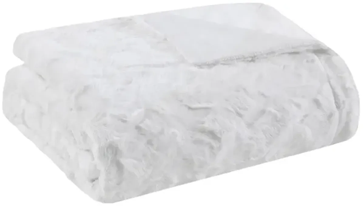 Madison Park Zuri White Oversized Faux Fur Throw