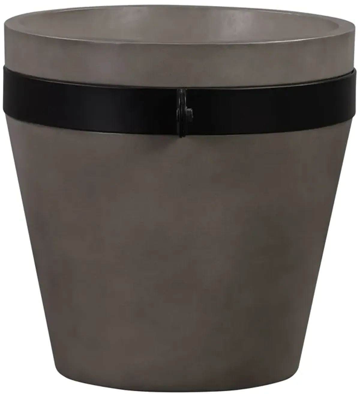 Obsidian Medium Indoor or Outdoor Planter in Gray Concrete with Black Accent