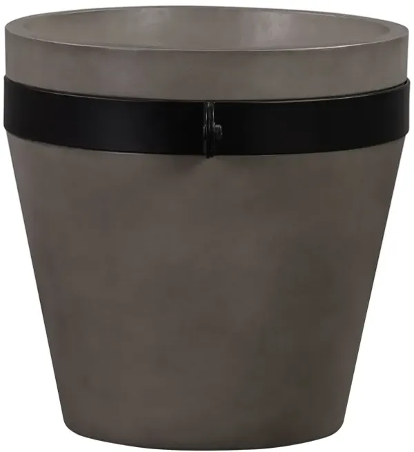 Obsidian Medium Indoor or Outdoor Planter in Gray Concrete with Black Accent