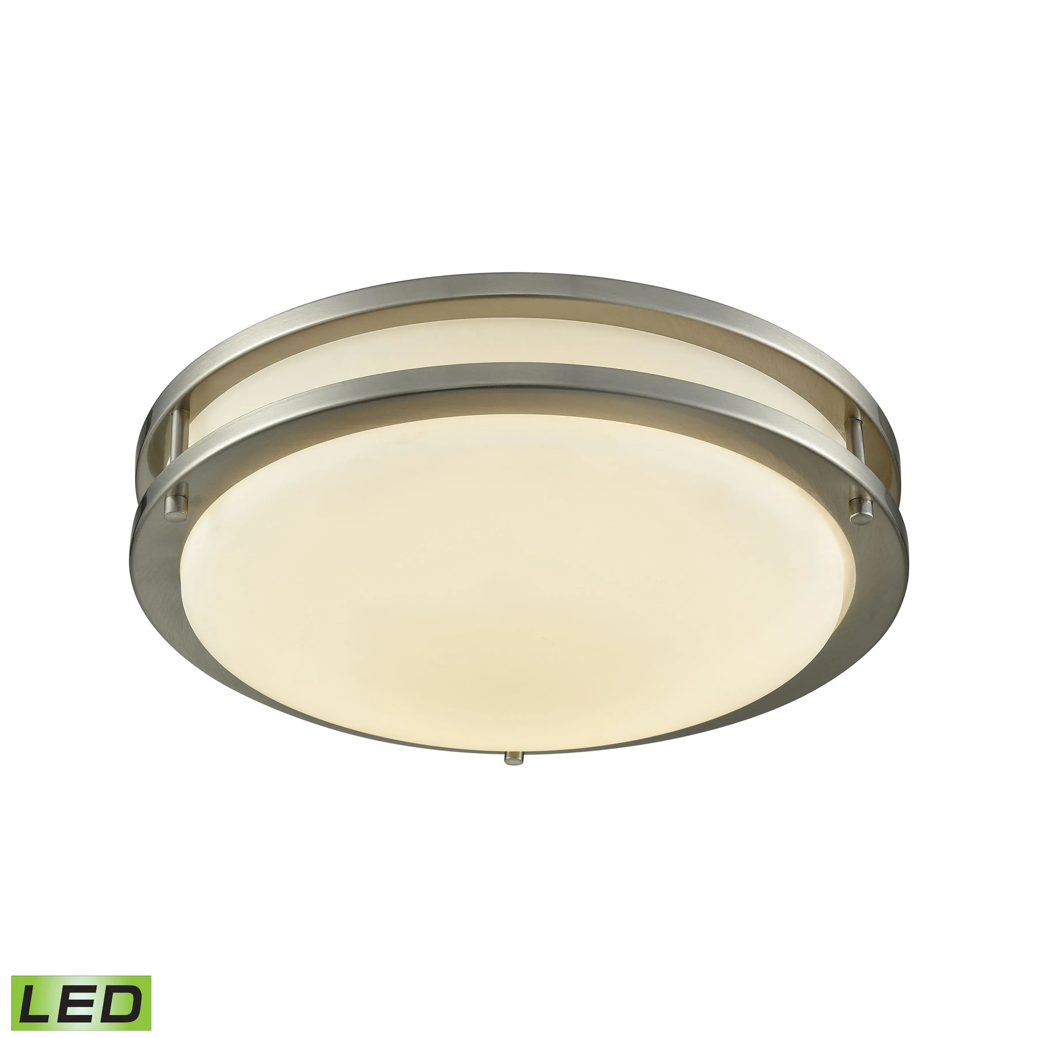 Clarion 11-inch LED Flush Mount in Brushed Nickel with a White Glass Diffuser