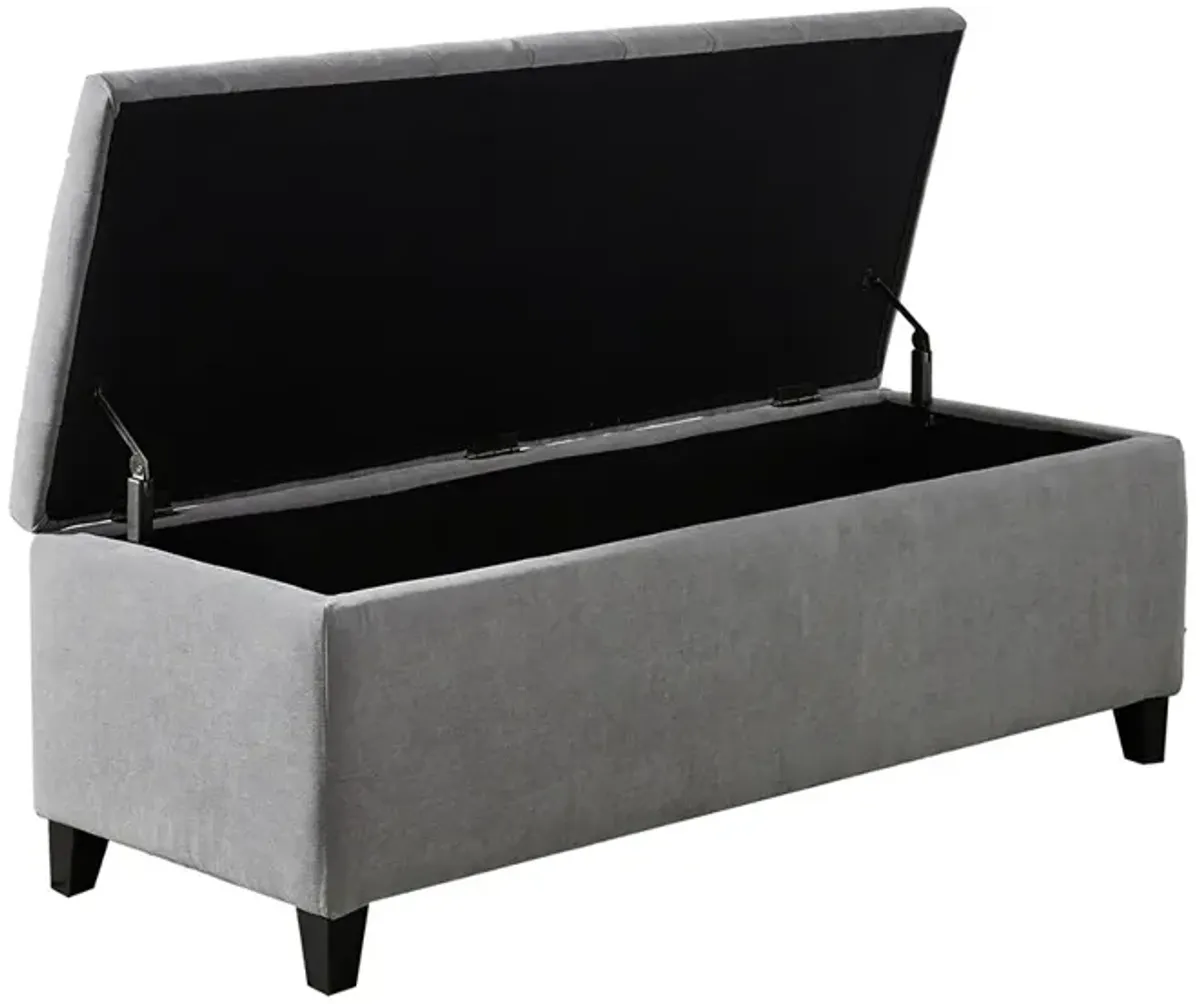 Madison Park Shandra Grey Tufted Top Soft Close Storage Bench