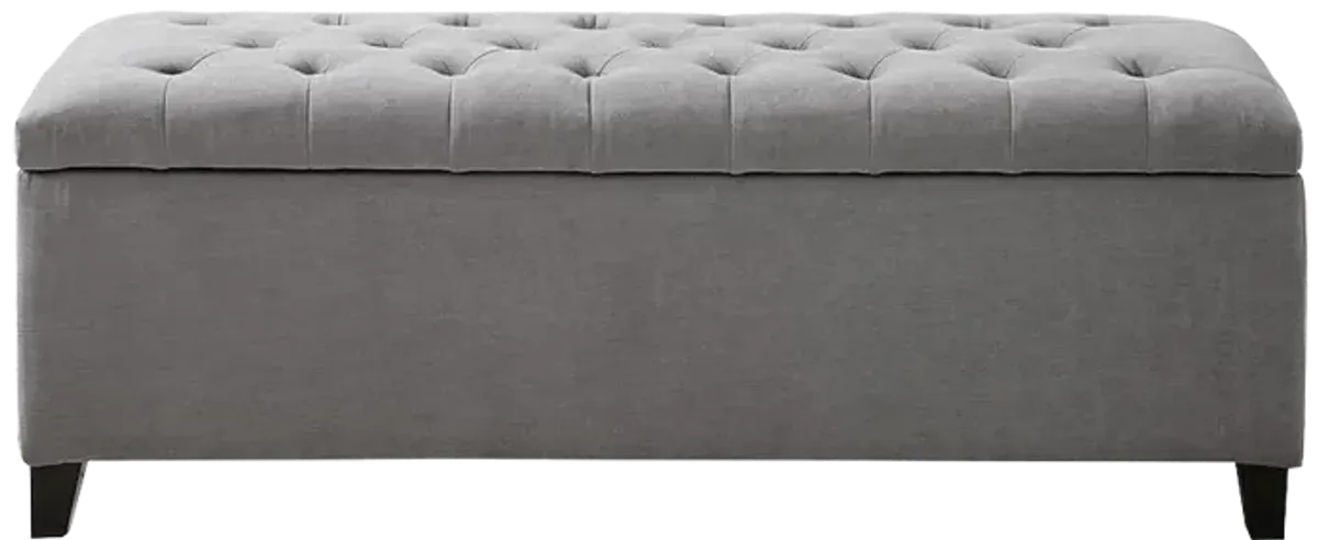 Madison Park Shandra Grey Tufted Top Soft Close Storage Bench