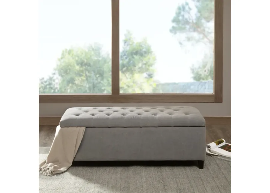 Madison Park Shandra Grey Tufted Top Soft Close Storage Bench