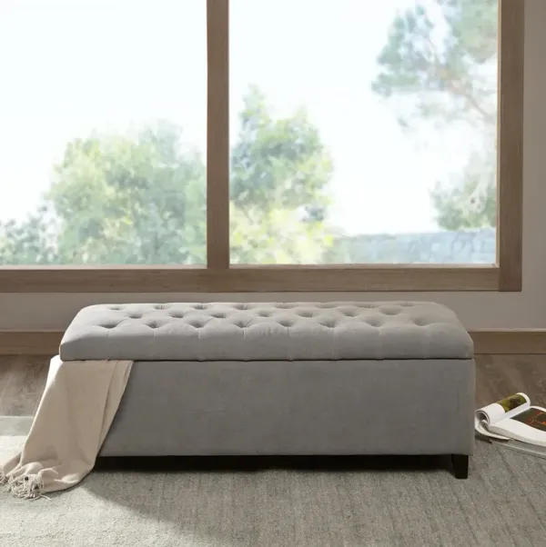 Madison Park Shandra Grey Tufted Top Soft Close Storage Bench