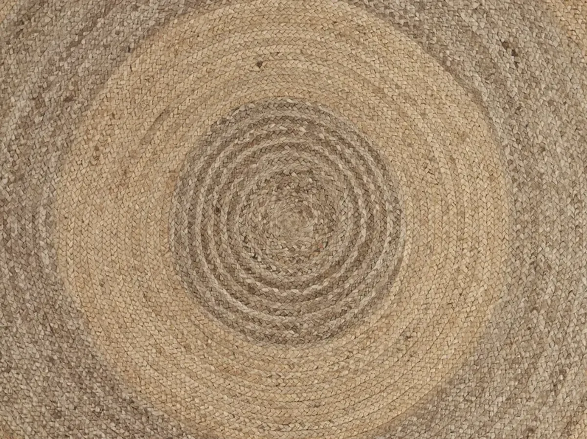 Nature Brown Contemporary Gradient Organic Jute Indoor Round Area Rug 6'