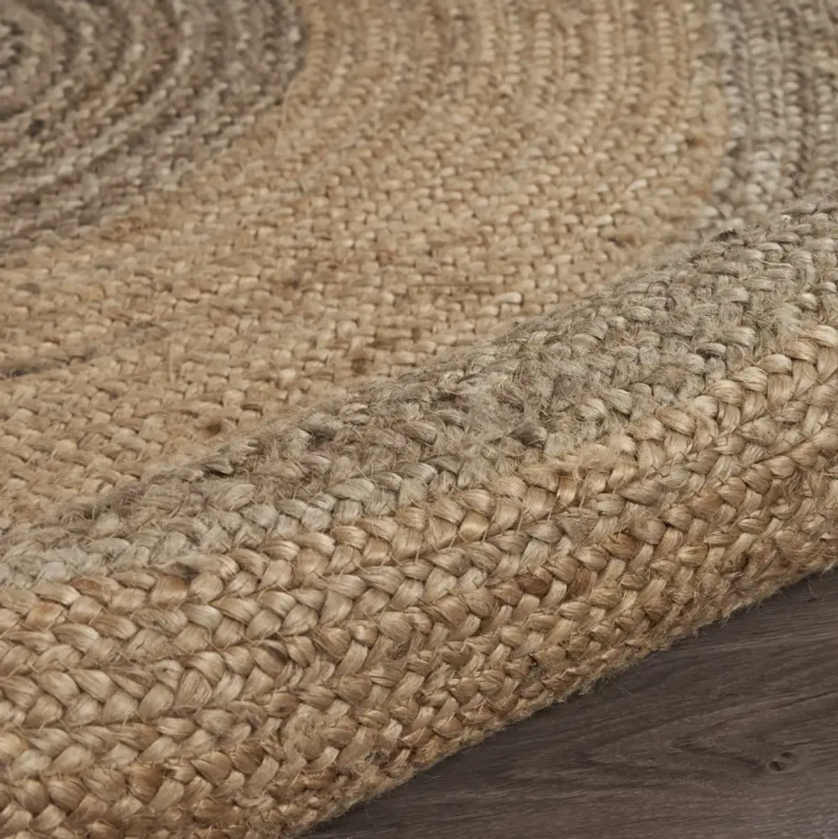 Nature Brown Contemporary Gradient Organic Jute Indoor Round Area Rug 6'