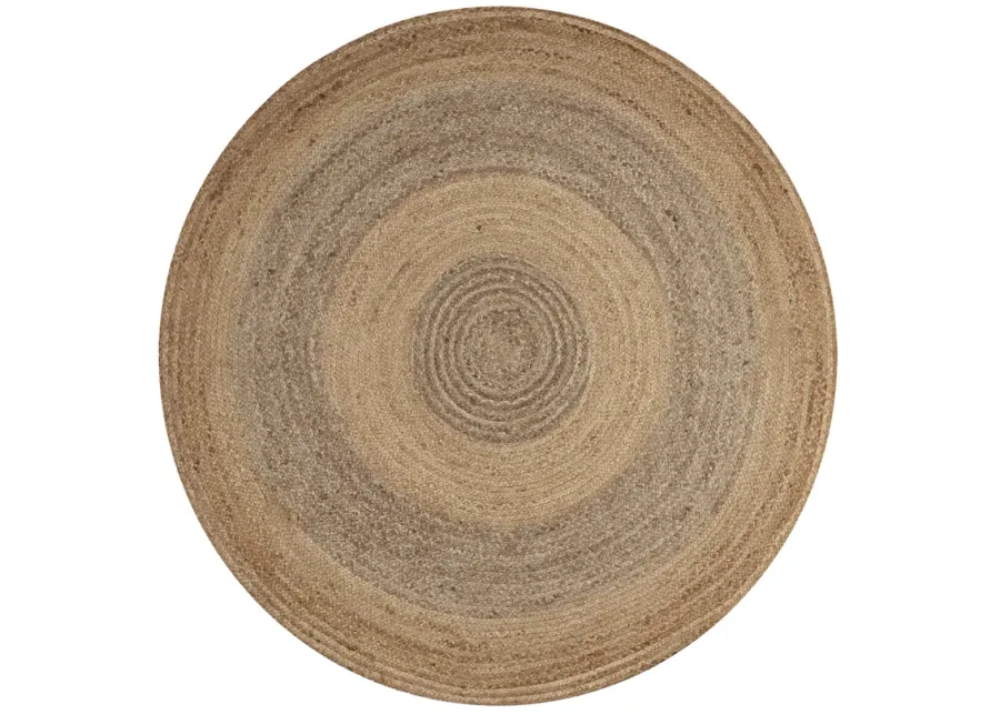 Nature Brown Contemporary Gradient Organic Jute Indoor Round Area Rug 6'