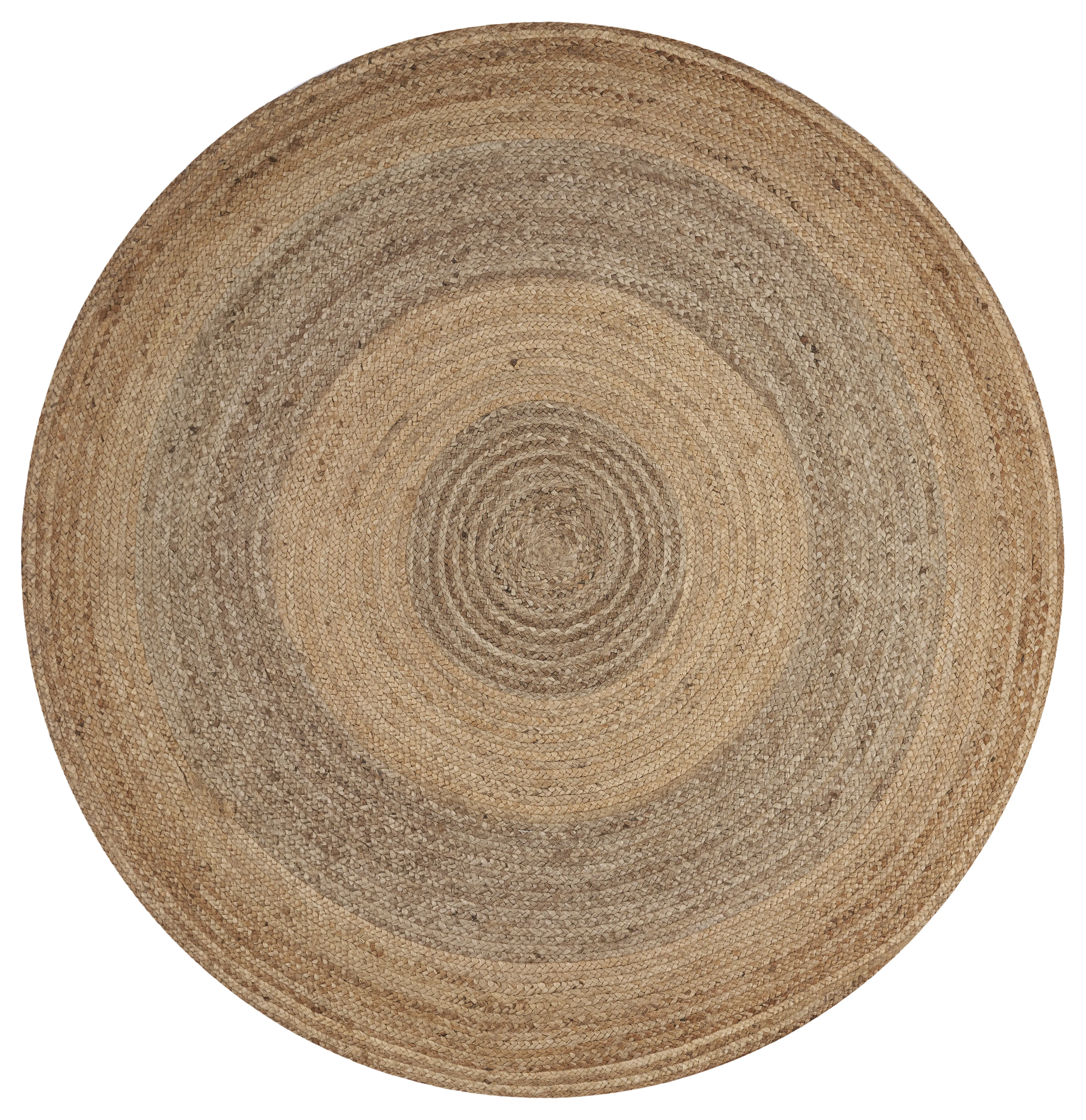 Nature Brown Contemporary Gradient Organic Jute Indoor Round Area Rug 6'