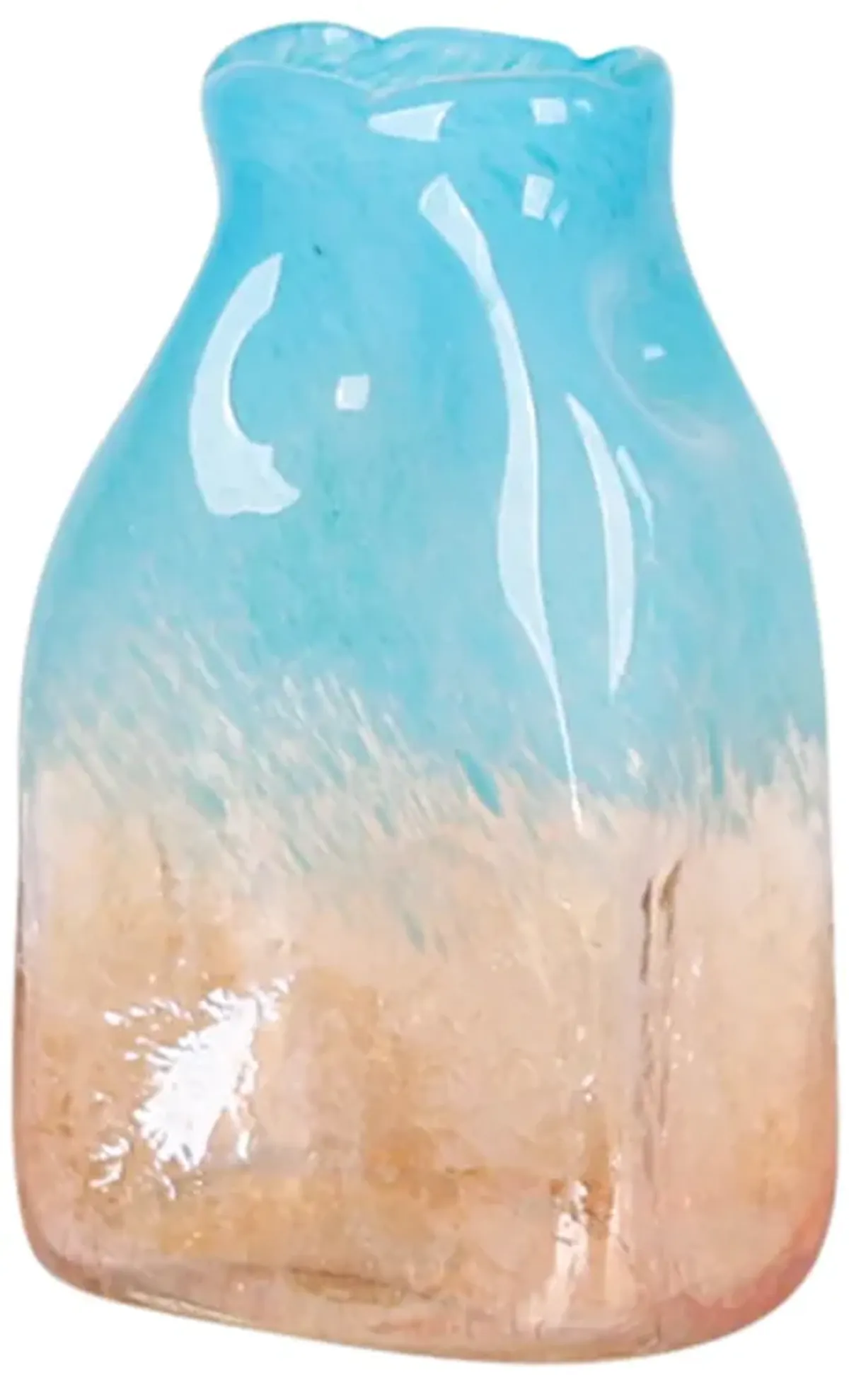 Glass, 11" Vase Teal/apricot